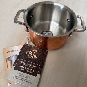 NWT Palm Restaurant Mini Casserole/ Cocotte Copper Tri-Ply Pot 4”x2.5” No Lid